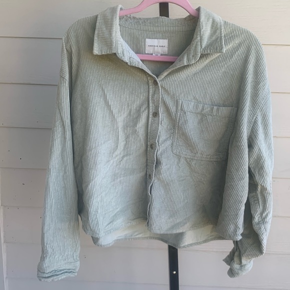 American Eagle Outfitters Tops - American eagle ribbed corduroy cotton long sleeve button down top large